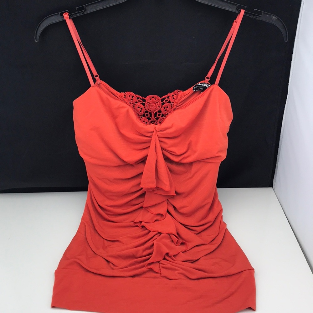 Sequin hearts orange top size L great details